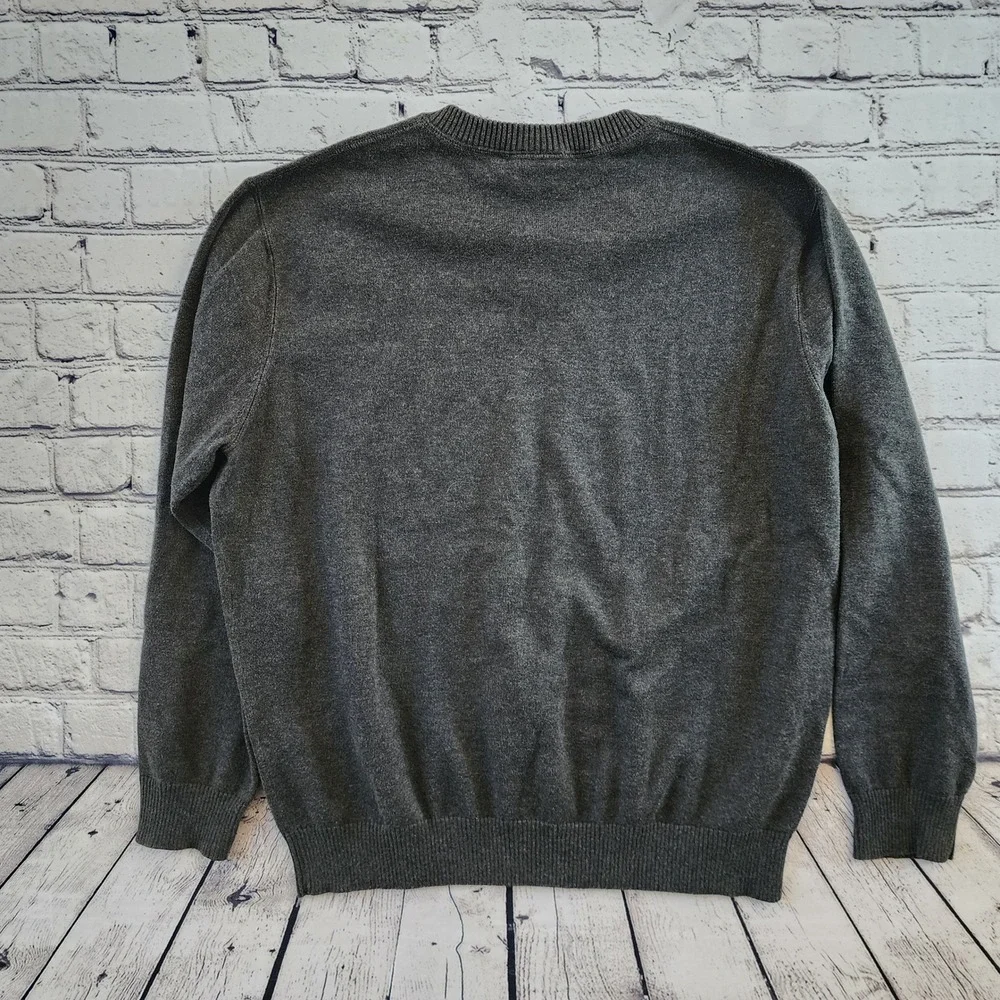 Lacoste Mens V-Neck Sweater Charcoal Gray Cotton Size 6 XL F5178 Crocodile Logo - Picture 5 of 8